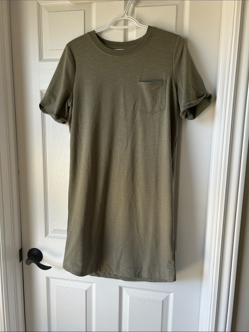 Women's Olive Green Pocket T-Shirt Dress - Hyba